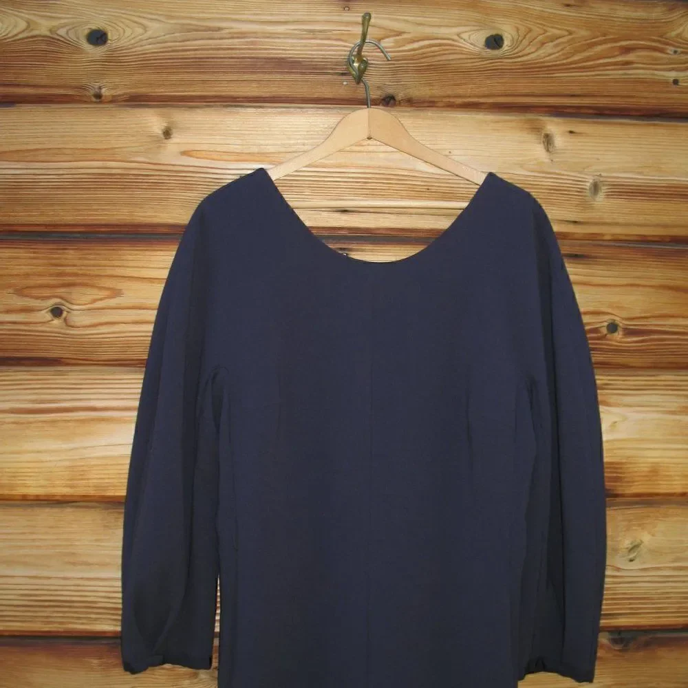 Massimo Dutti Stretch 3/4 Sleeve Blue Midi Dress